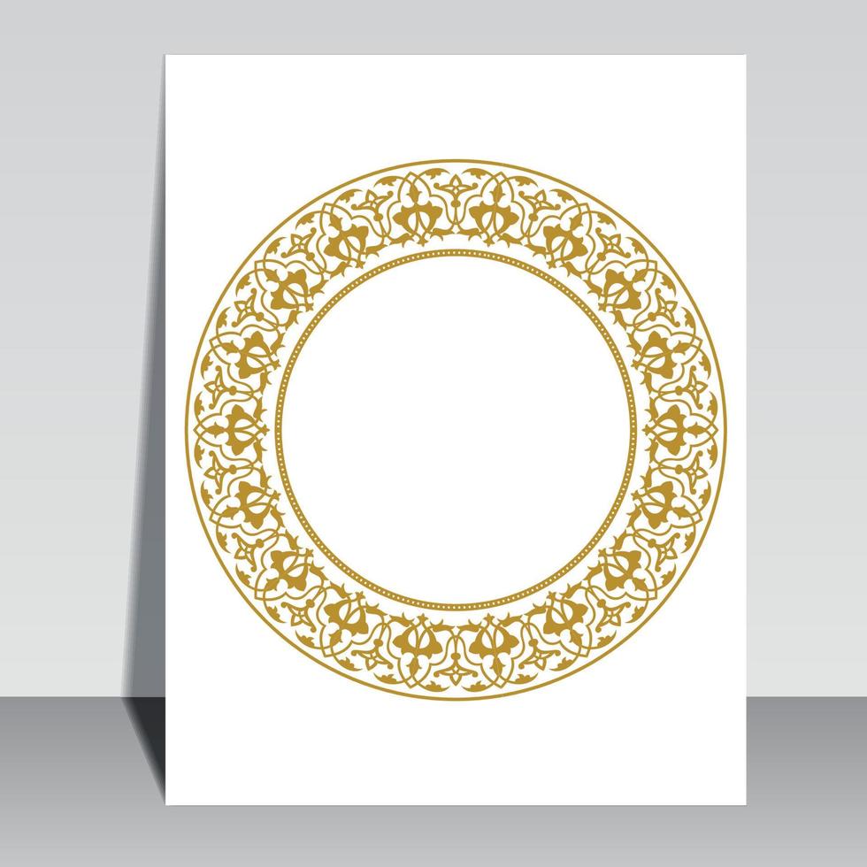 Islamic book cover design, Arabic frame border. vector