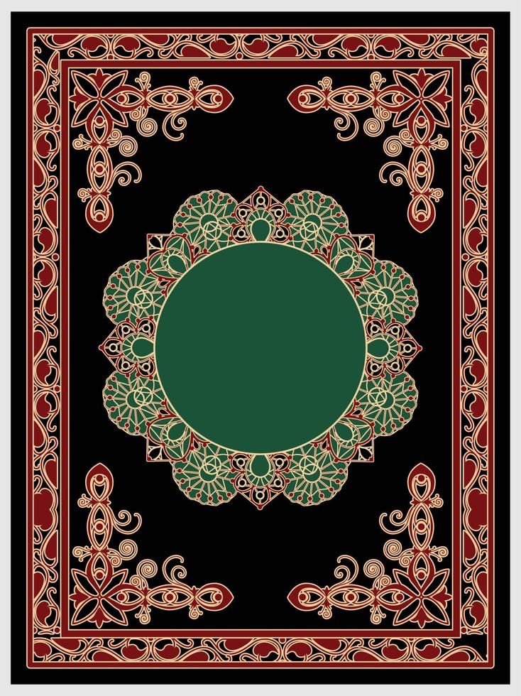 diseño de portada de libro islámico y marco de borde árabe. vector