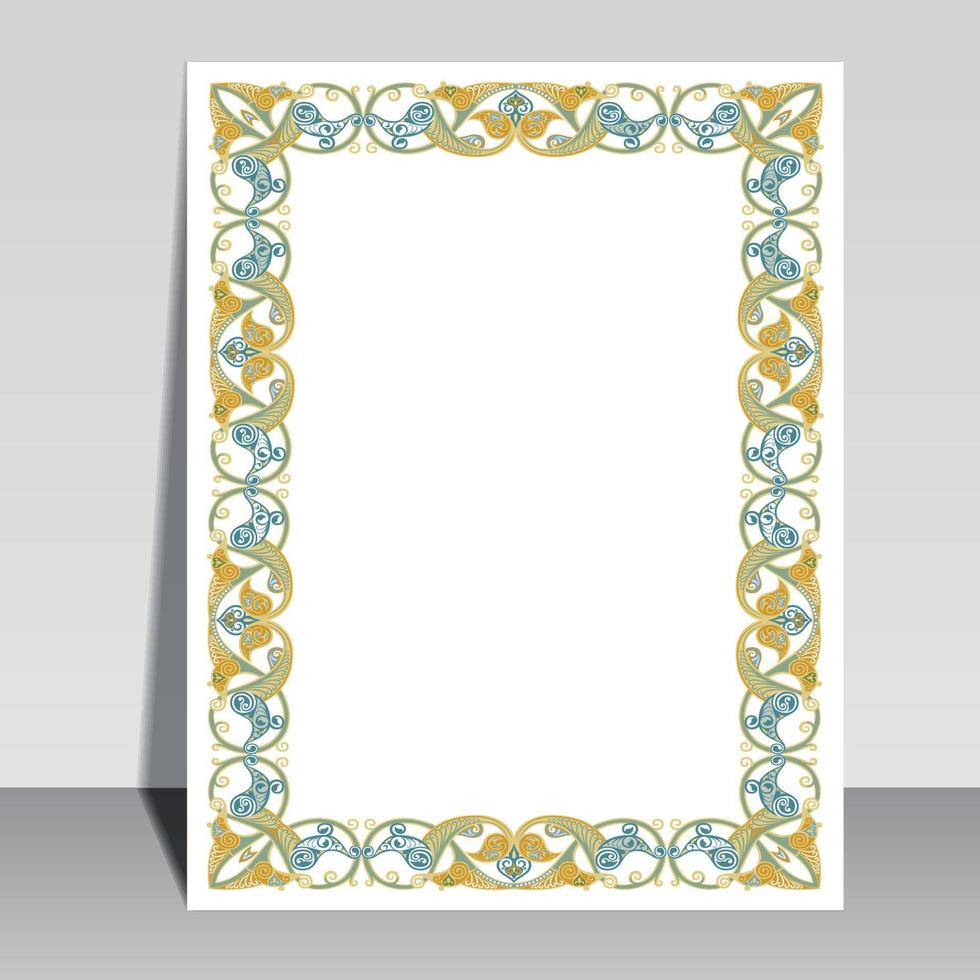 diseño de portada de libro islámico, borde de marco árabe. vector