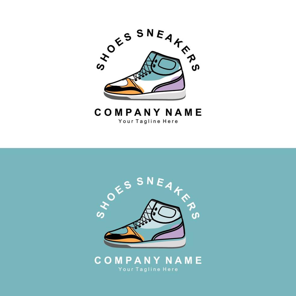 zapatillas de deporte diseño de logotipo, ilustración vectorial de calzado juvenil de tendencia, concepto funky simple vector