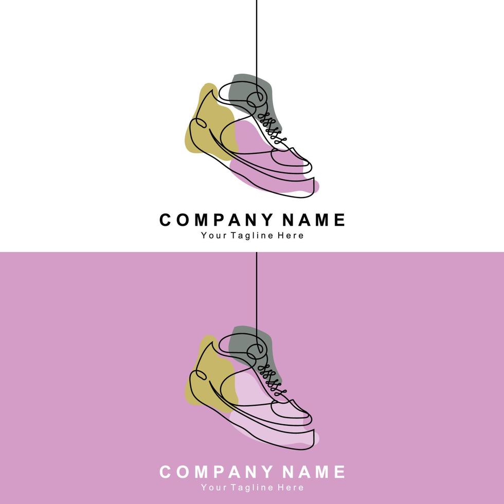 Sneakers Shoe Logo Design, vector illustration of trending youth footwear, simple funky concept