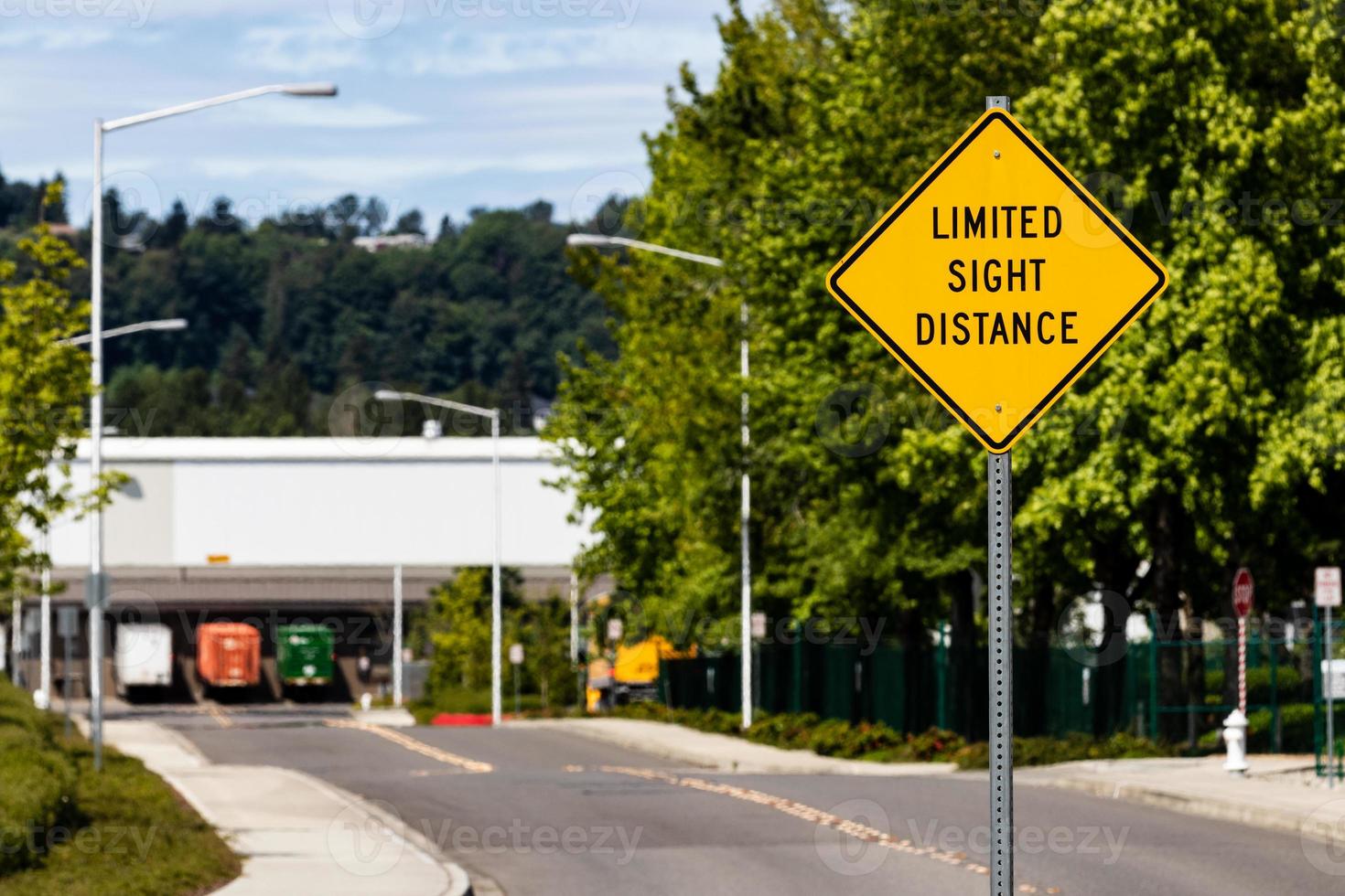 Limited Sight Distance sign on a road photo