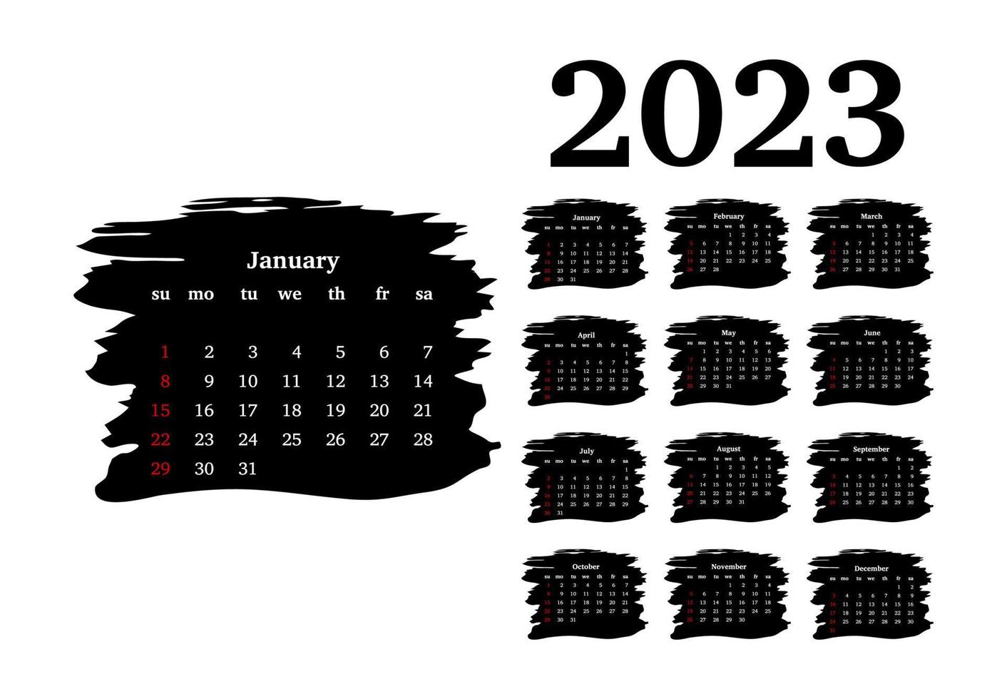 Calendar for 2023 isolated on a white background vector