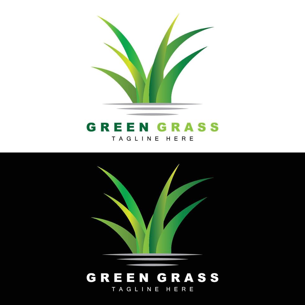 Green Grass Logo Design, Farm Landscape Illustration, Natural Scenery Vector