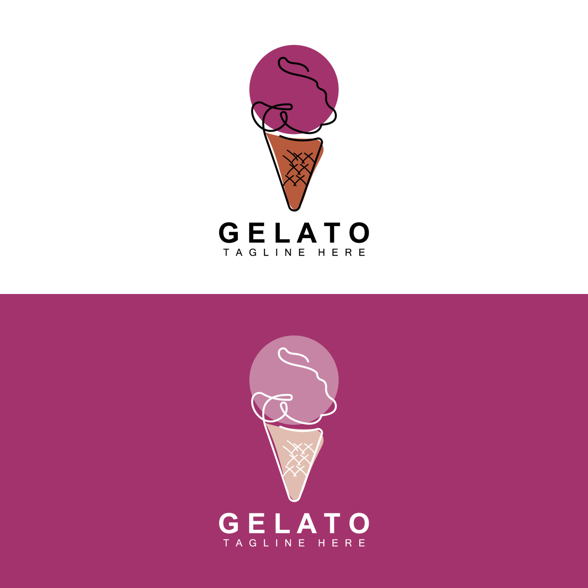 Ice Cream Gelato Logo Design, Sweet Soft Cold Food, Vector Brand