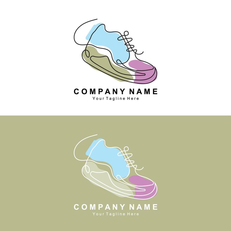 Sneakers Shoe Logo Design, vector illustration of trending youth footwear, simple funky concept