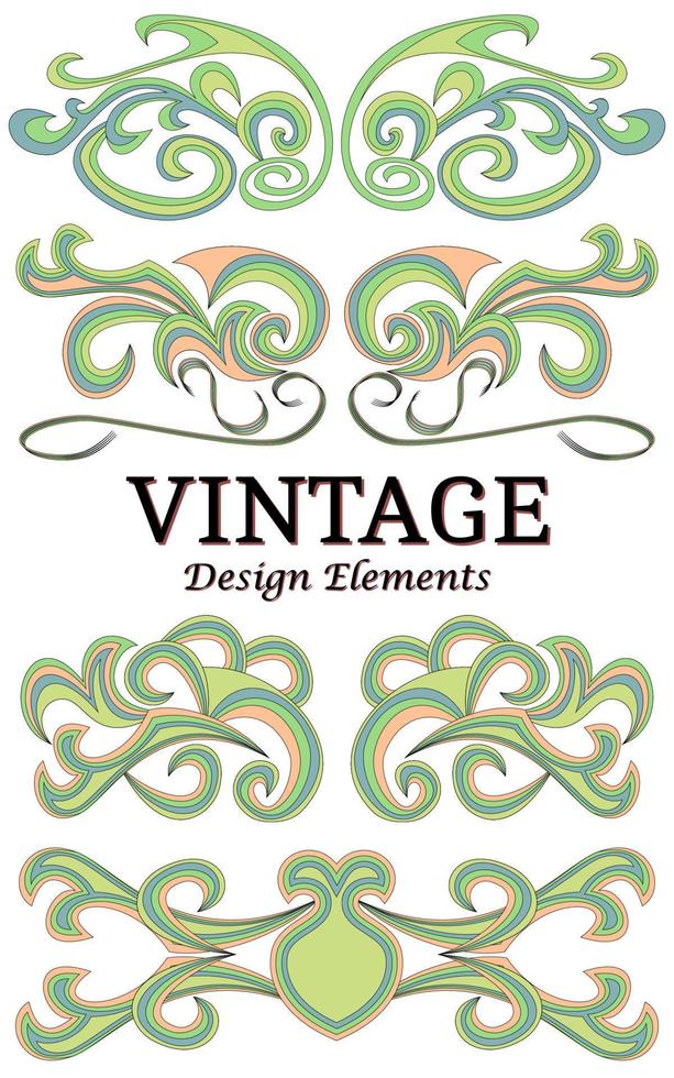 conjunto de elementos florales antiguos para el diseño. elementos de diseño decorativo vectorial. vector
