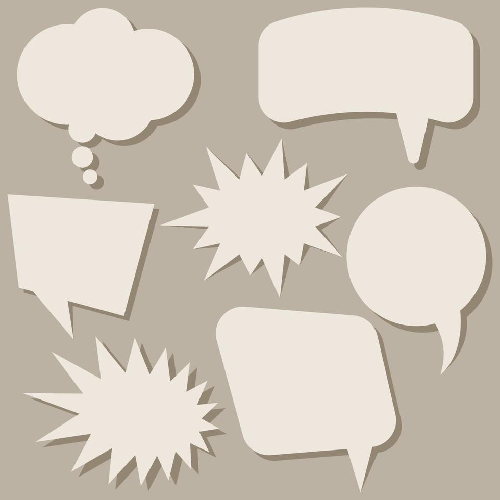 Set of speech bubbles without phrases on brown background. Vector illustration.