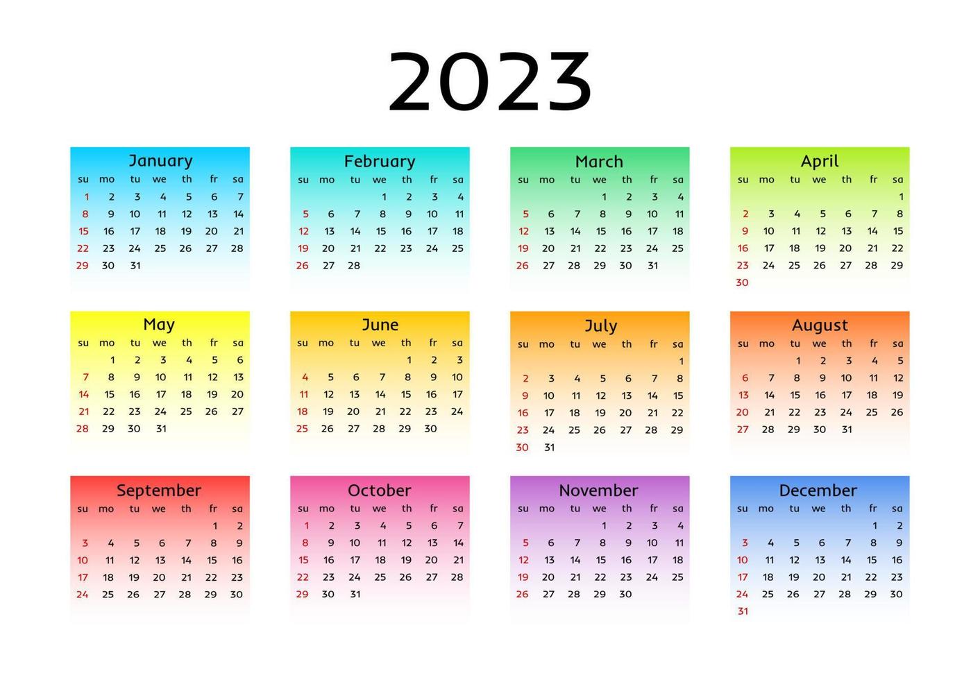 Calendar for 2023 isolated on a white background vector