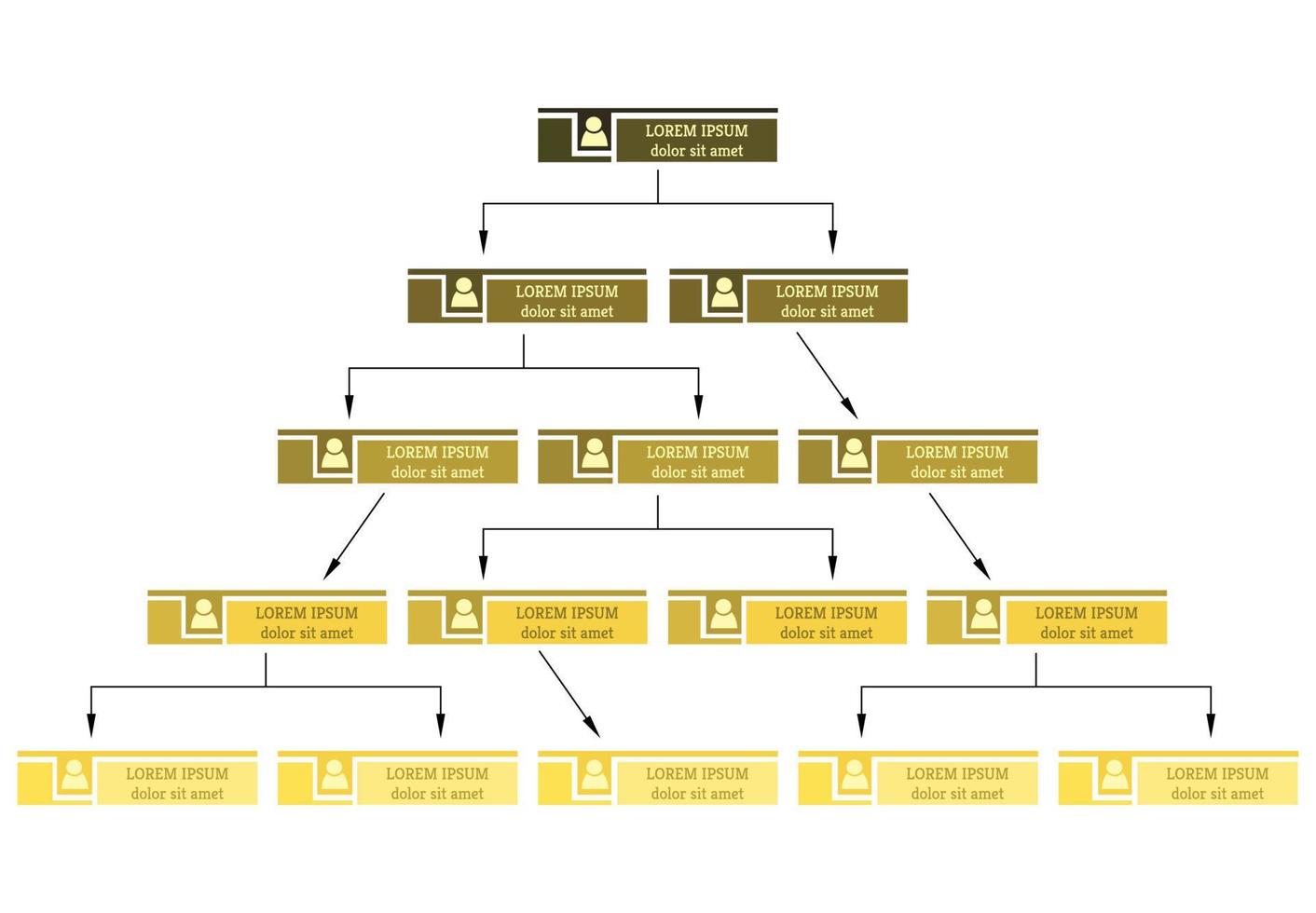Colorful business structure concept, corporate organization chart scheme with people icons. Vector illustration.