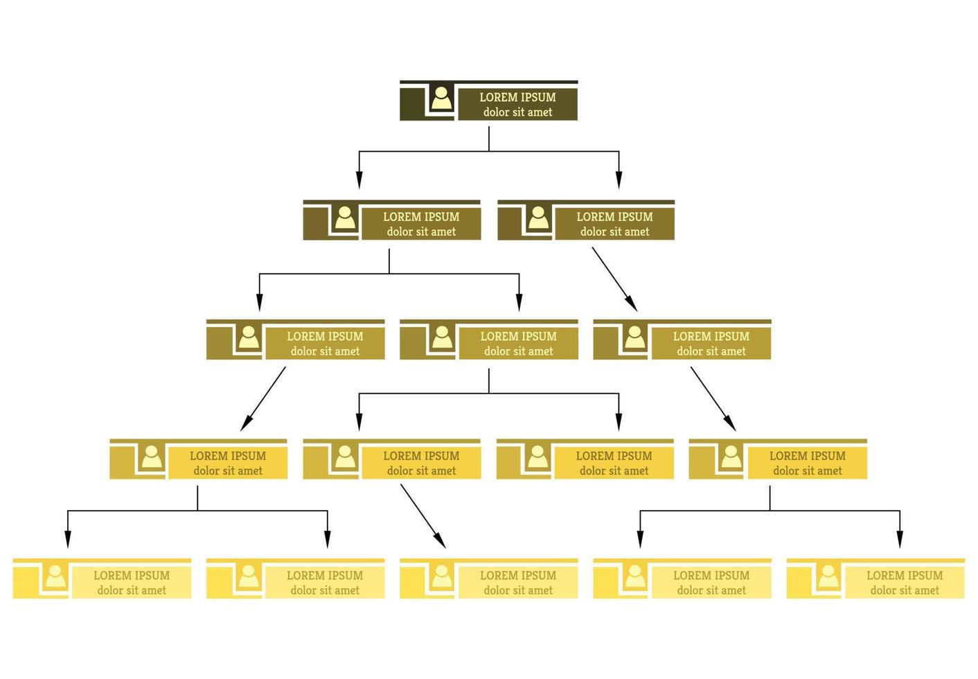 colorido concepto de estructura empresarial, esquema de organigrama corporativo con iconos de personas. ilustración vectorial vector