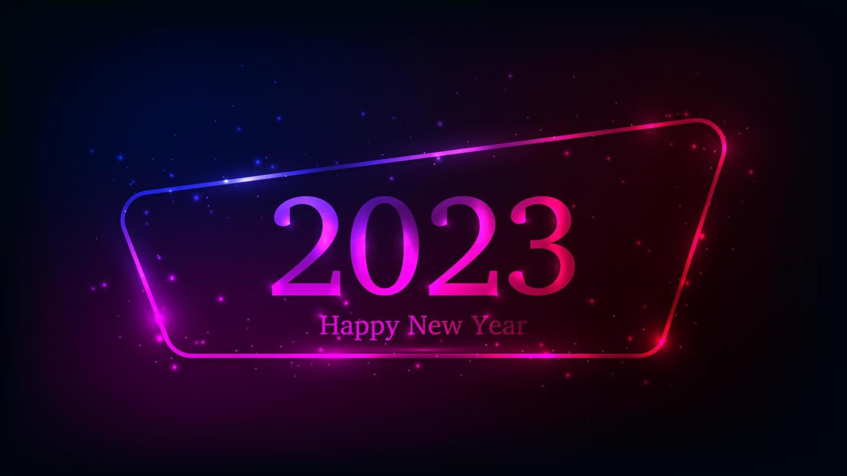 2023 Happy New Year neon background vector