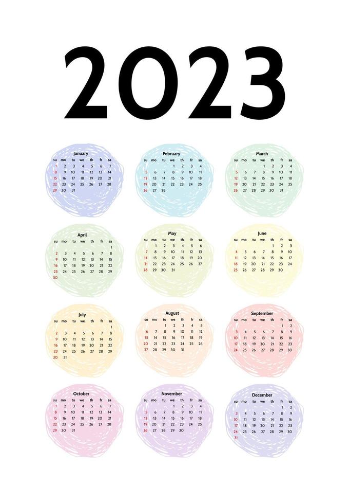 calendario para 2023 aislado en un fondo blanco vector