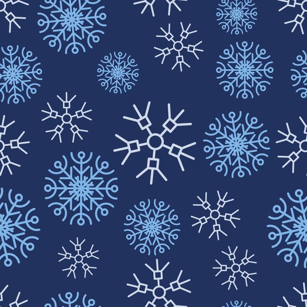 Snowflakes seamless background. Christmas and New Year decoration elements. Vector illustration.