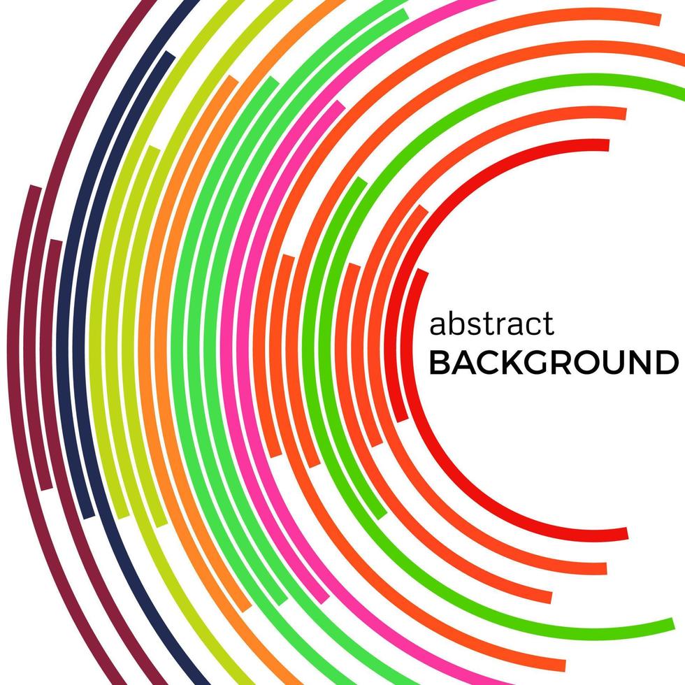 Abstract background with bright rainbow colorful lines. Colored circles with place for your text on a white background. vector