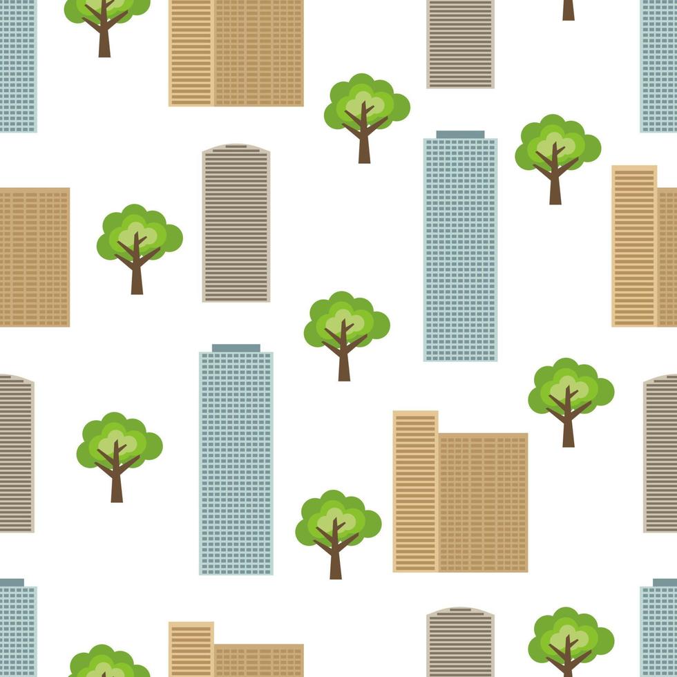 fondo de ciudad impecable con casas modernas y árboles verdes. ilustración vectorial vector