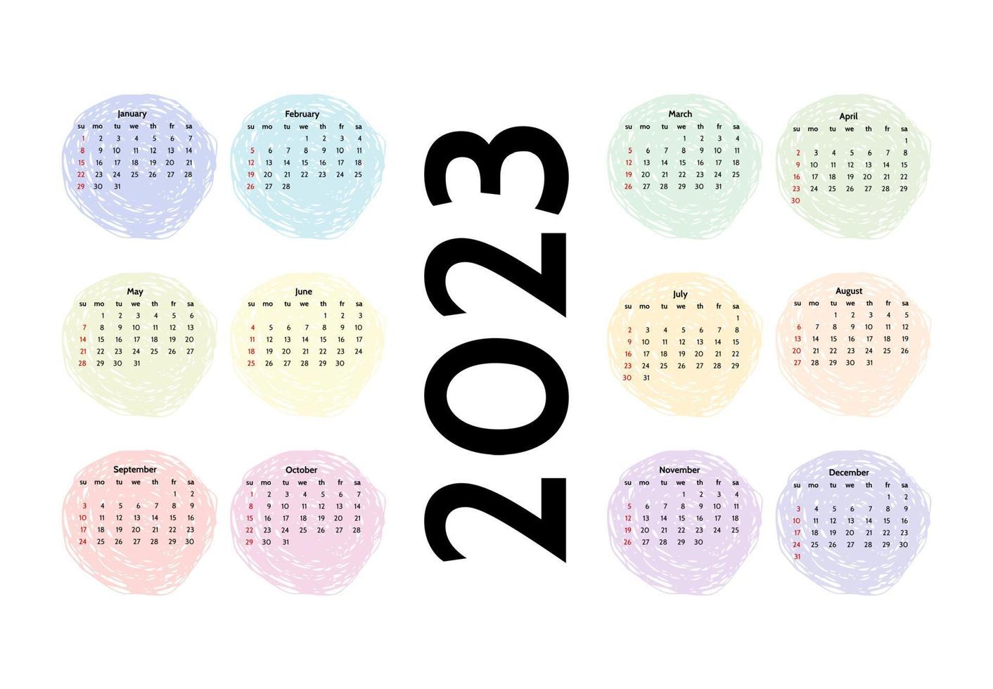 Calendar for 2023 isolated on a white background vector