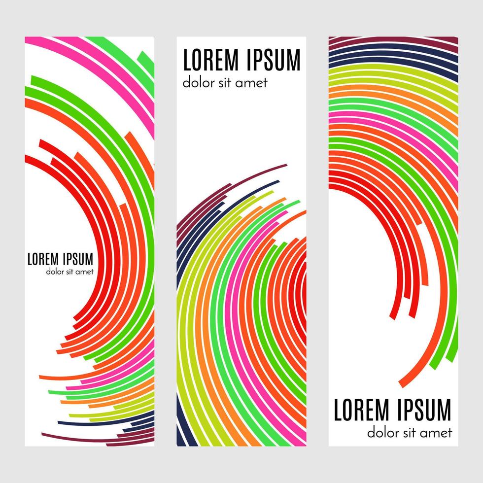 Set of abstract vertical header banners with curved lines and place for text. Colorful backgrounds for web design. Vector illustration