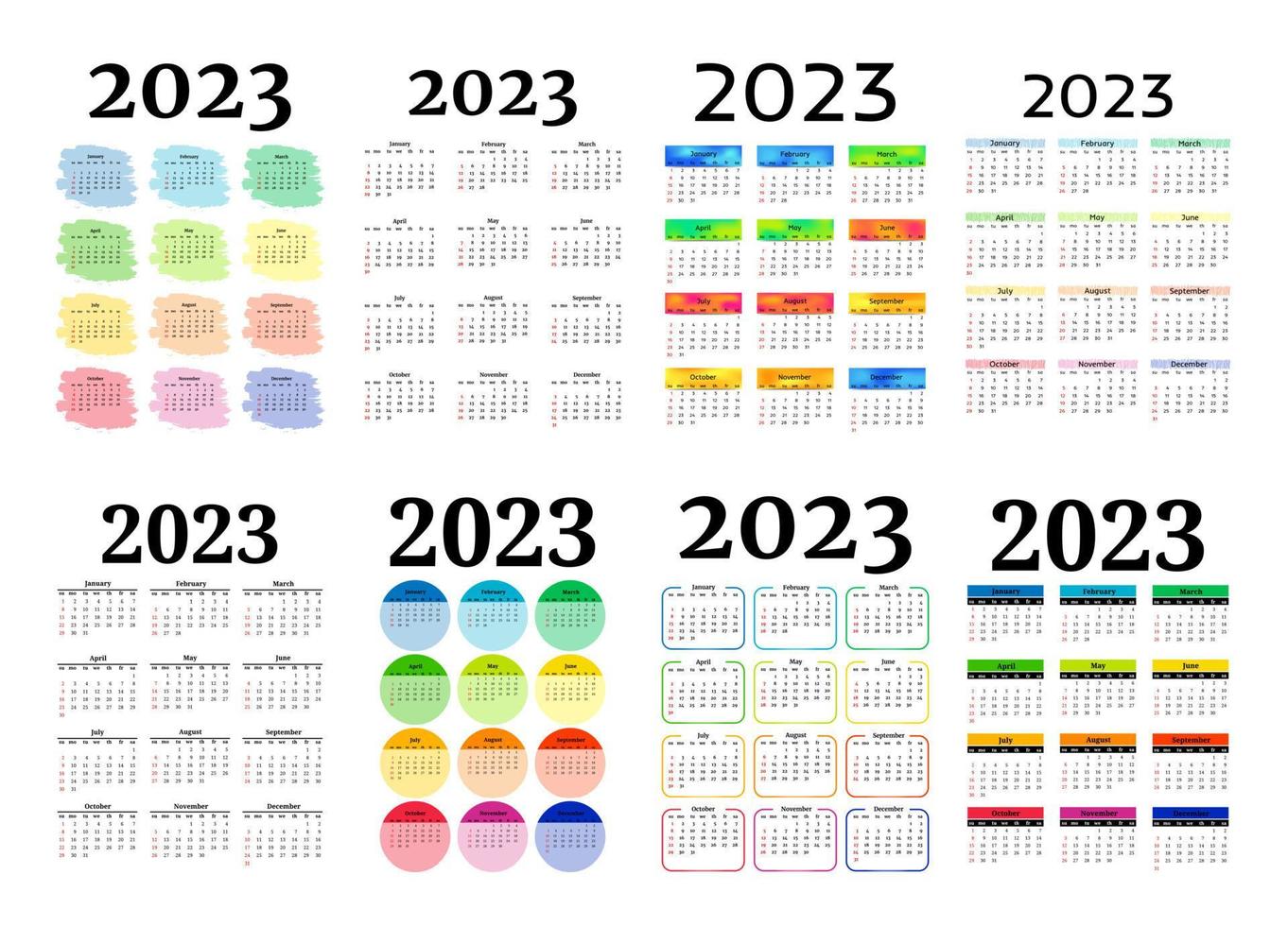 Calendar for 2023 isolated on a white background vector