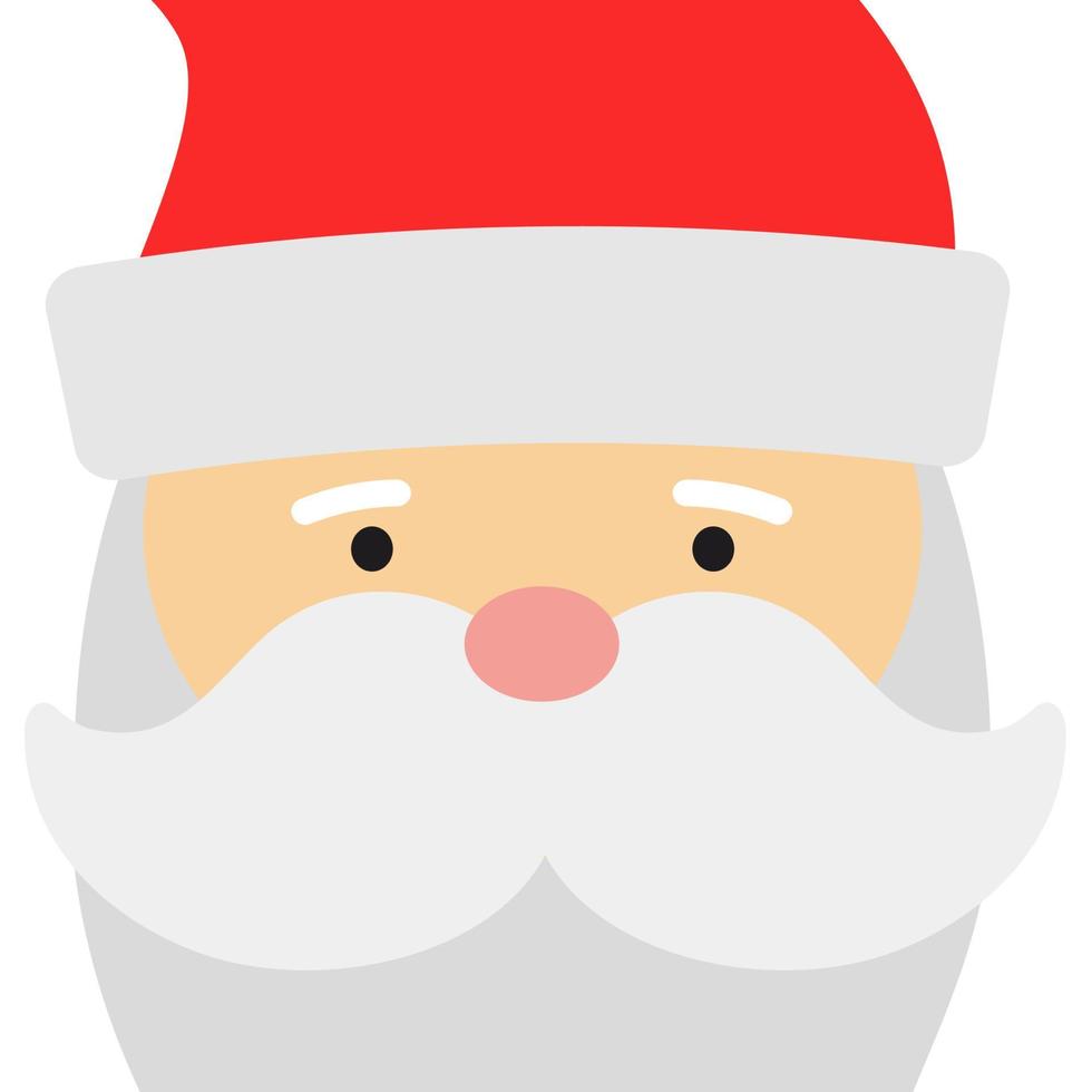 Greeting card with Santa Claus big head face. Merry Christmas background. Vector illustration