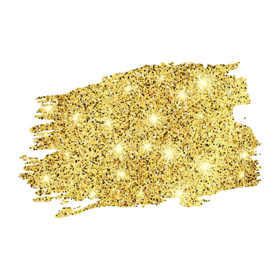 Golden Paint Glittering backdrop on a white background. Background with gold sparkles and glitter effect. Empty space for your text. Vector illustration