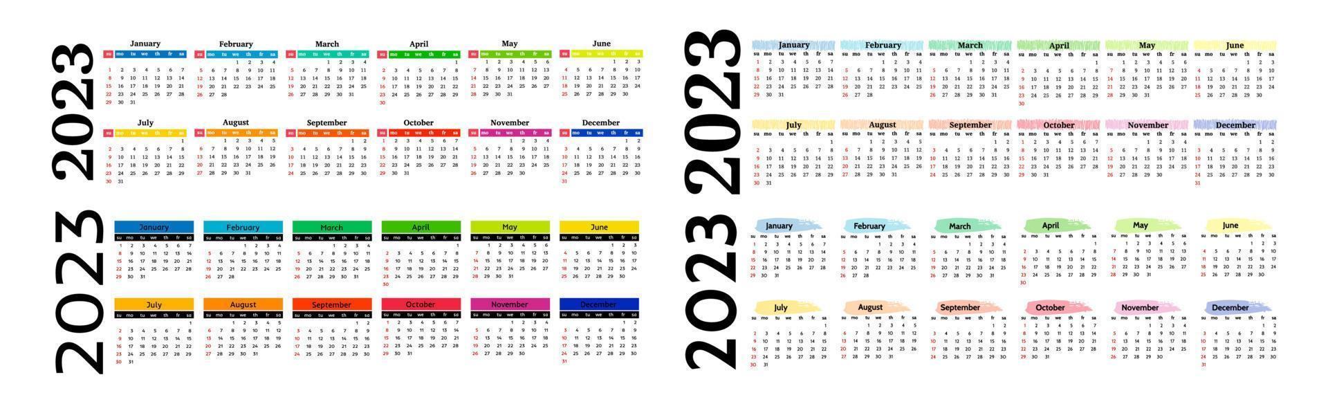 calendario para 2023 aislado en un fondo blanco vector