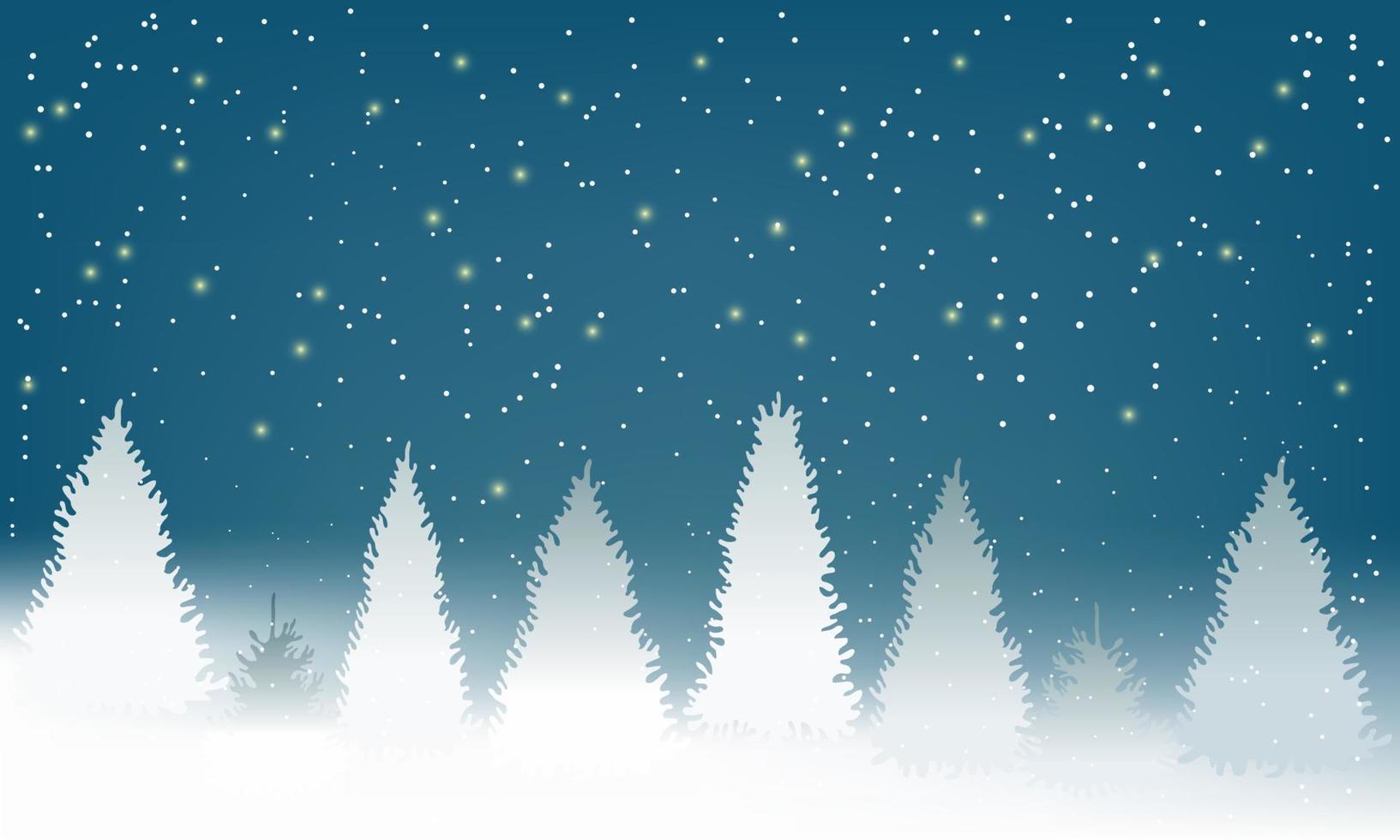 Winter Snowy Woodland Landscape with falling snow vector