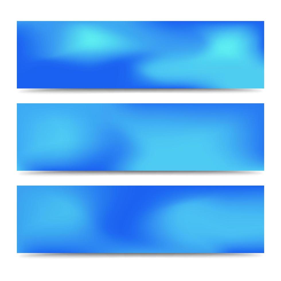 Smooth abstract blurred gradient blue banners set. Abstract Creative multicolored background. Vector illustration