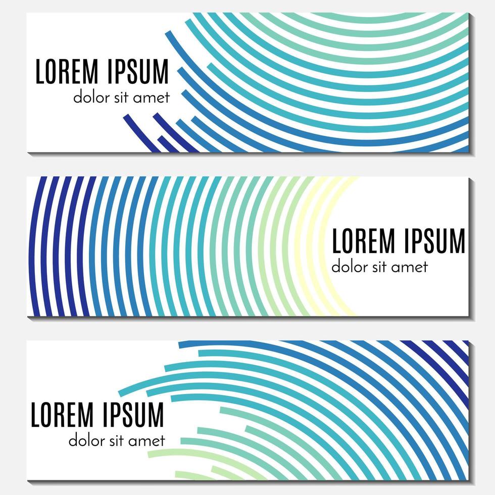 conjunto de banners de encabezado abstracto azul con líneas curvas y lugar para texto. fondos vectoriales para diseño web. vector