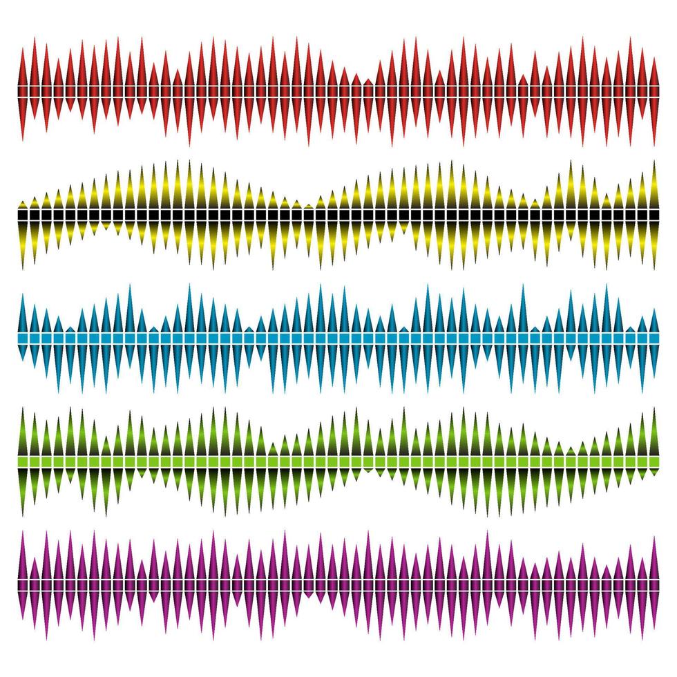 conjunto de vectores de ondas de sonido. ecualizador de sonido ondas de audio de sonido aisladas sobre fondo blanco
