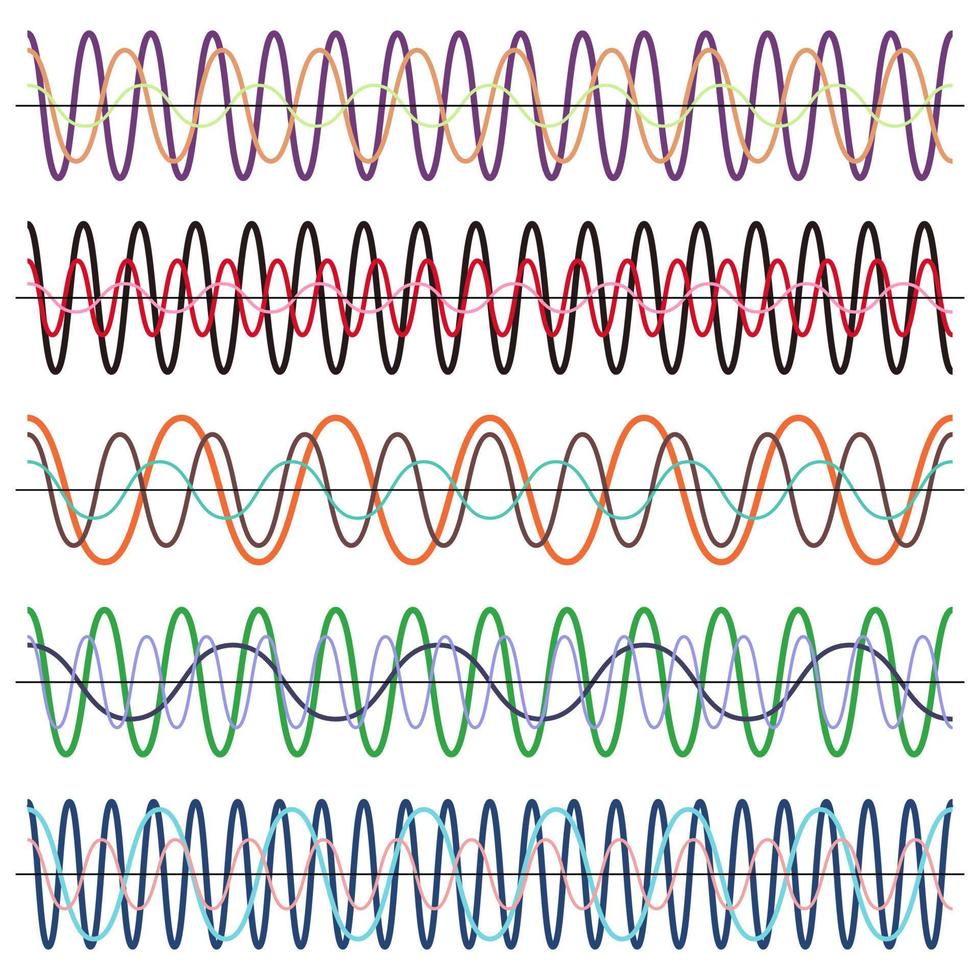 conjunto de vectores de ondas de sonido. ecualizador de sonido ondas de audio de sonido aisladas sobre fondo blanco