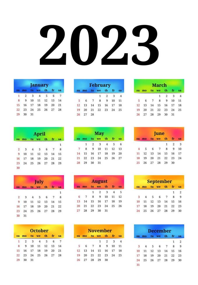 calendario para 2023 aislado en un fondo blanco vector