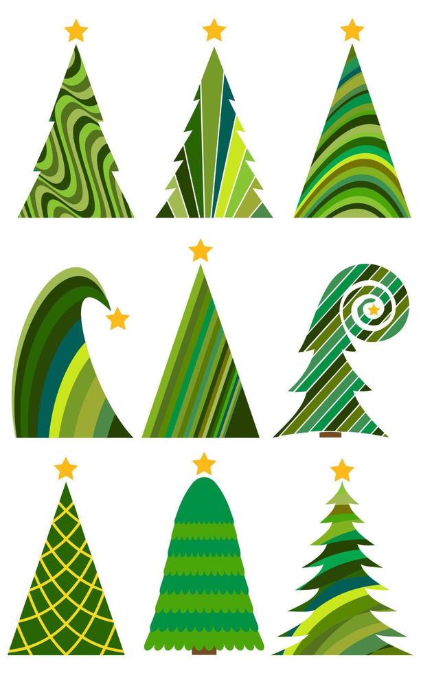 conjunto de árboles de navidad. ilustración vectorial aislada para feliz navidad y feliz año nuevo. vector