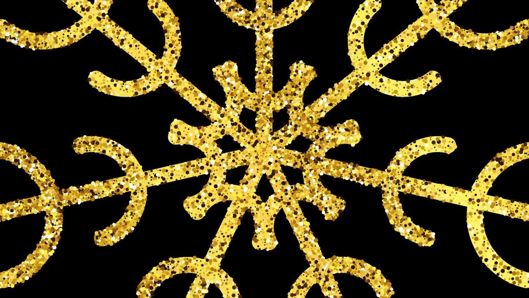 Christmas dark background with gold glitter snowflakes. New year snowflake holiday decoration. Vector illustration