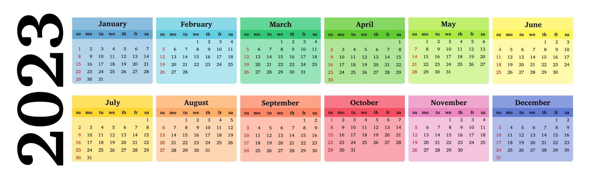 calendario para 2023 aislado en un fondo blanco vector