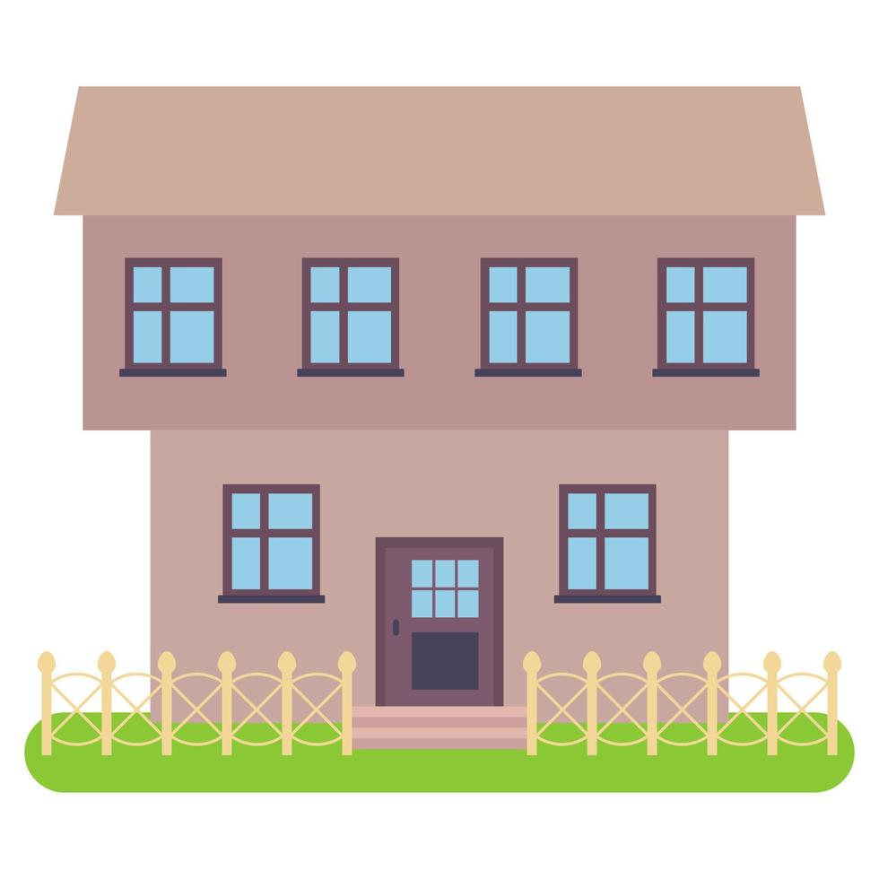 Private house on a white background. Vector illustration.