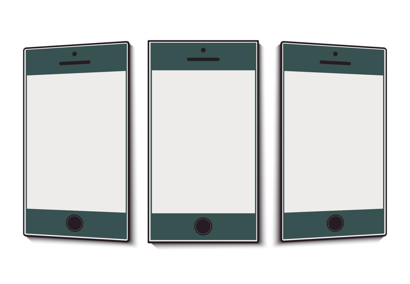 Mobile phone with a clean screen at different angles. Vector illustration