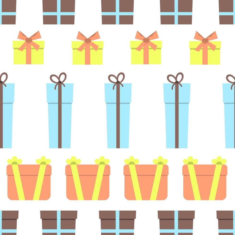 Seamless pattern with gift boxes on white background. Vector illustration