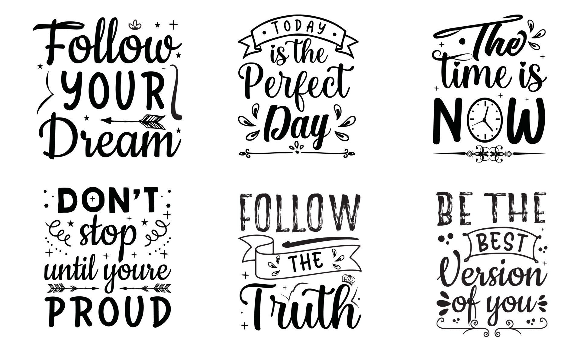 Set of motivational quotes 15449267 Vector Art at Vecteezy