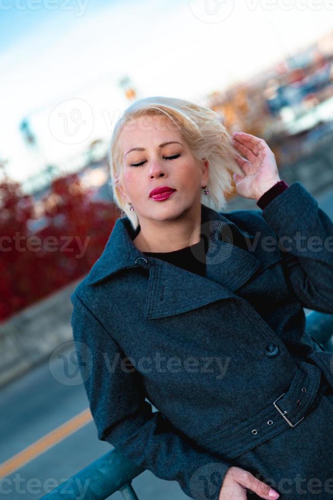 Close up portrait of an attractive blonde woman photo