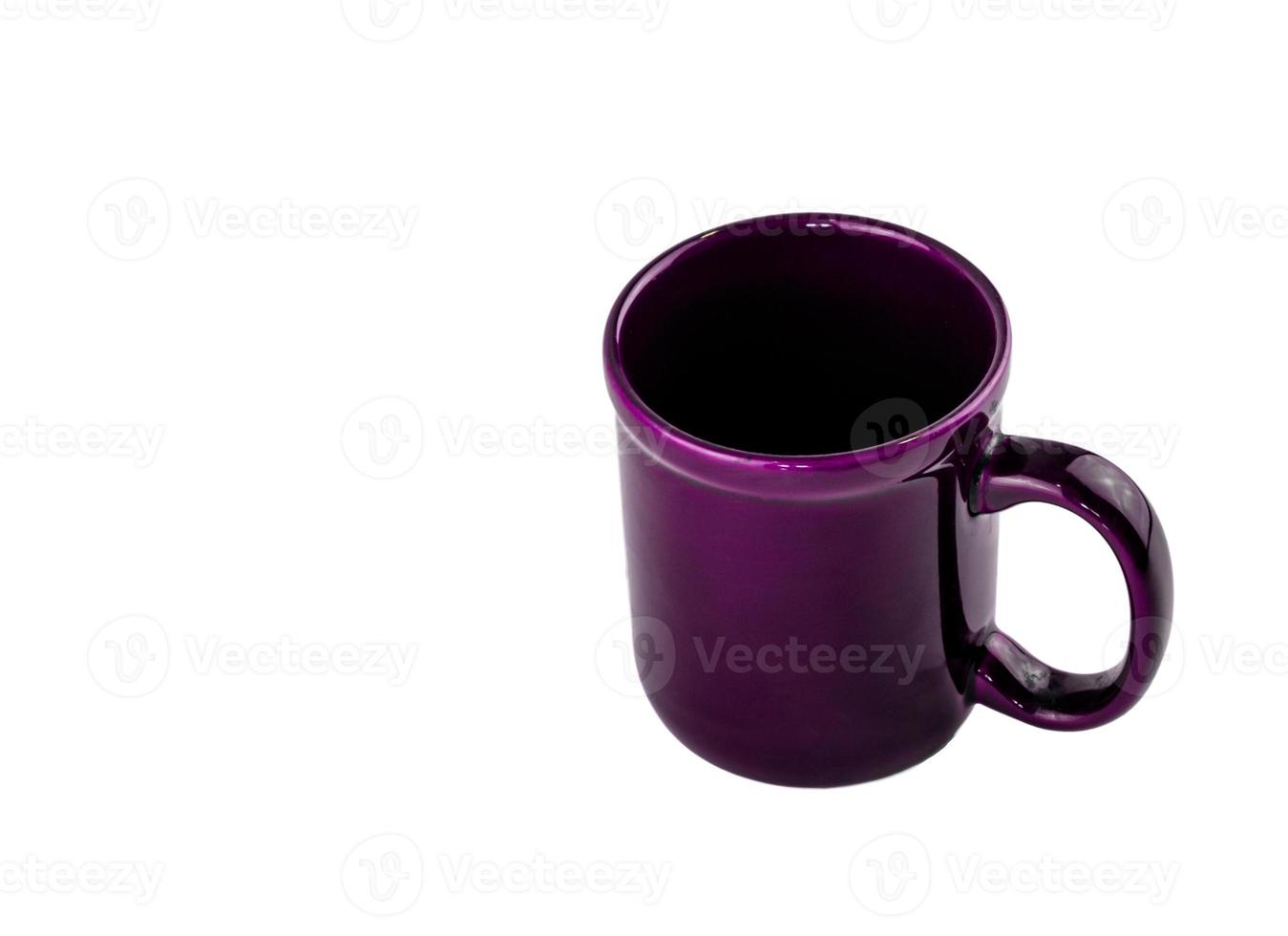 Purple empty coffee cup with a black inside photo