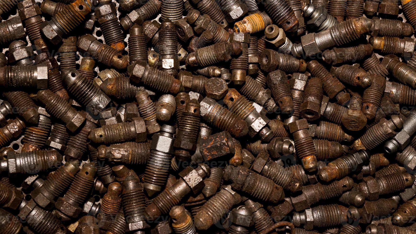 Vintage antique automotive rusty brake bleeder screws photo