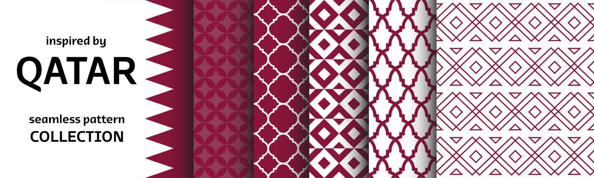 Seamless Pattern Collection inspired by Qatar Culture and Art. Set of vector graphics with backgrounds and textures.