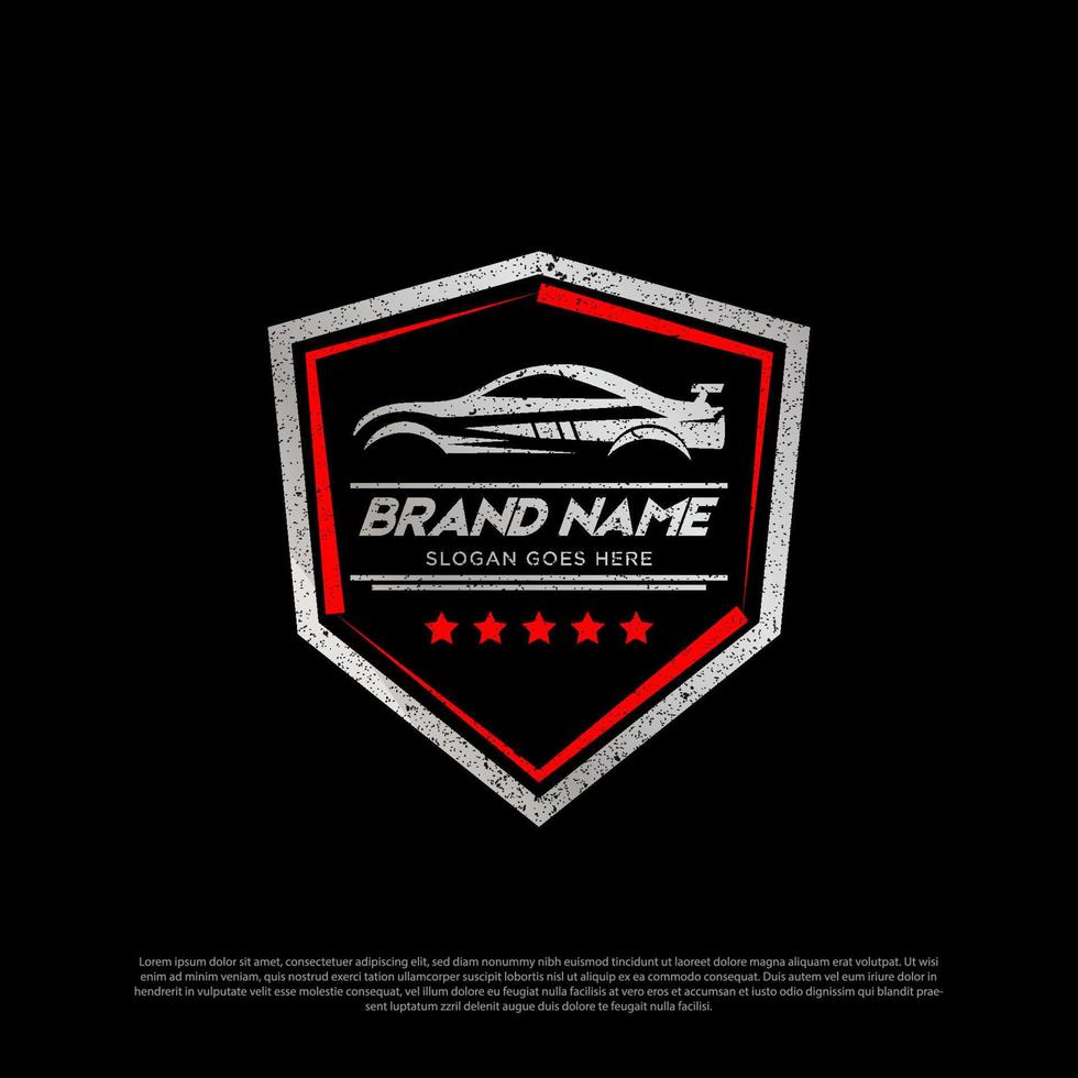 metallic cars Premium Vector logo shield image, automotive service and repair logo design