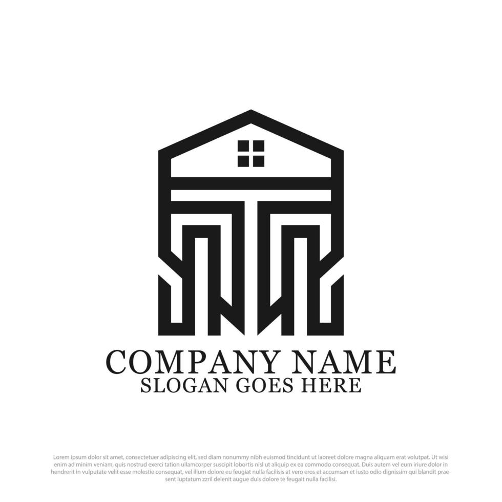 plantilla de logotipo inmobiliario de monograma, mejor para el diseño de logotipos de construcción y construcción vector