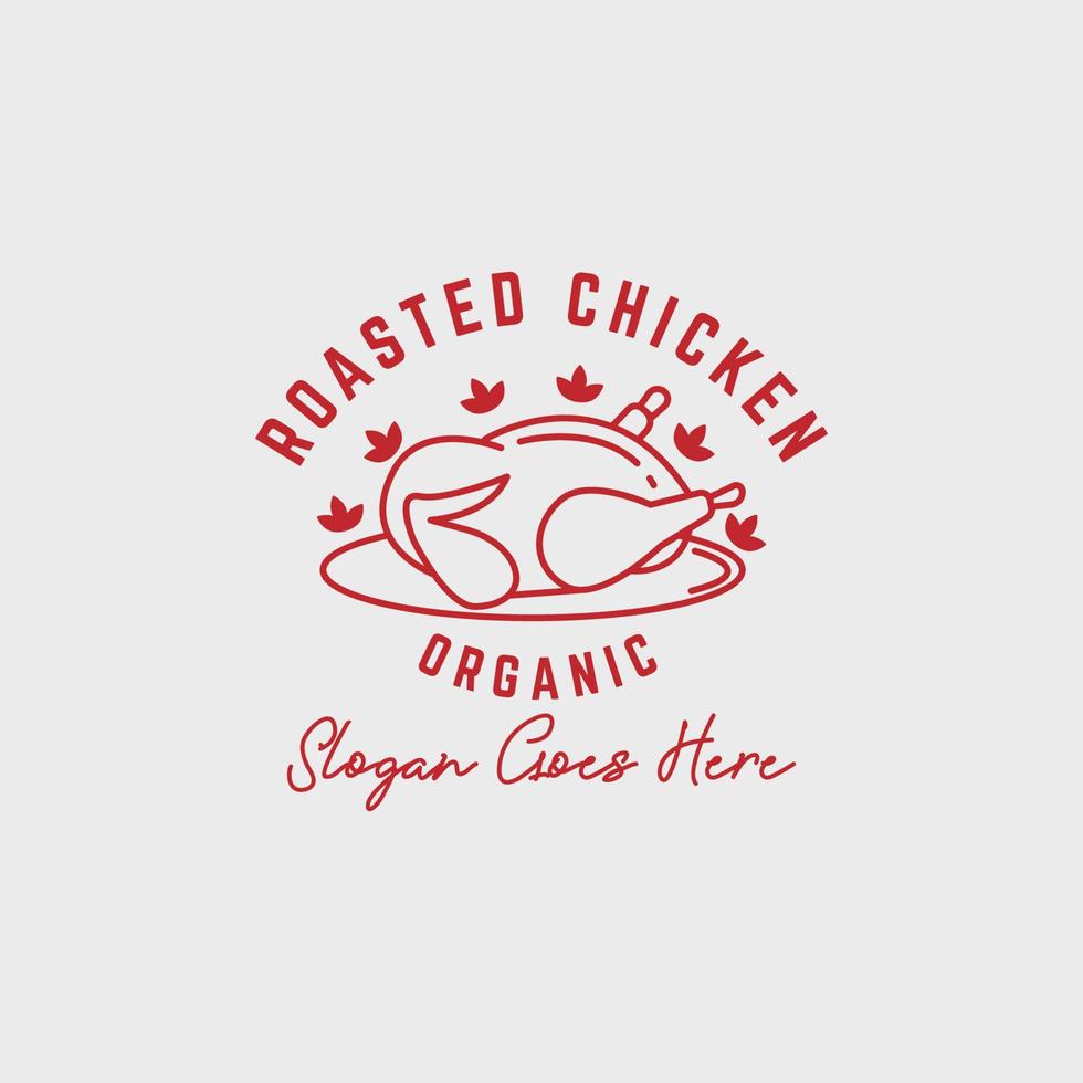 organic roasted chicken meat logo design, best for line art organic food logo vector