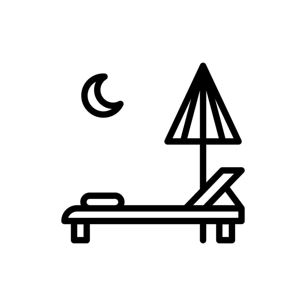 Night in Beach with chair logo icon vector illustration with outline style