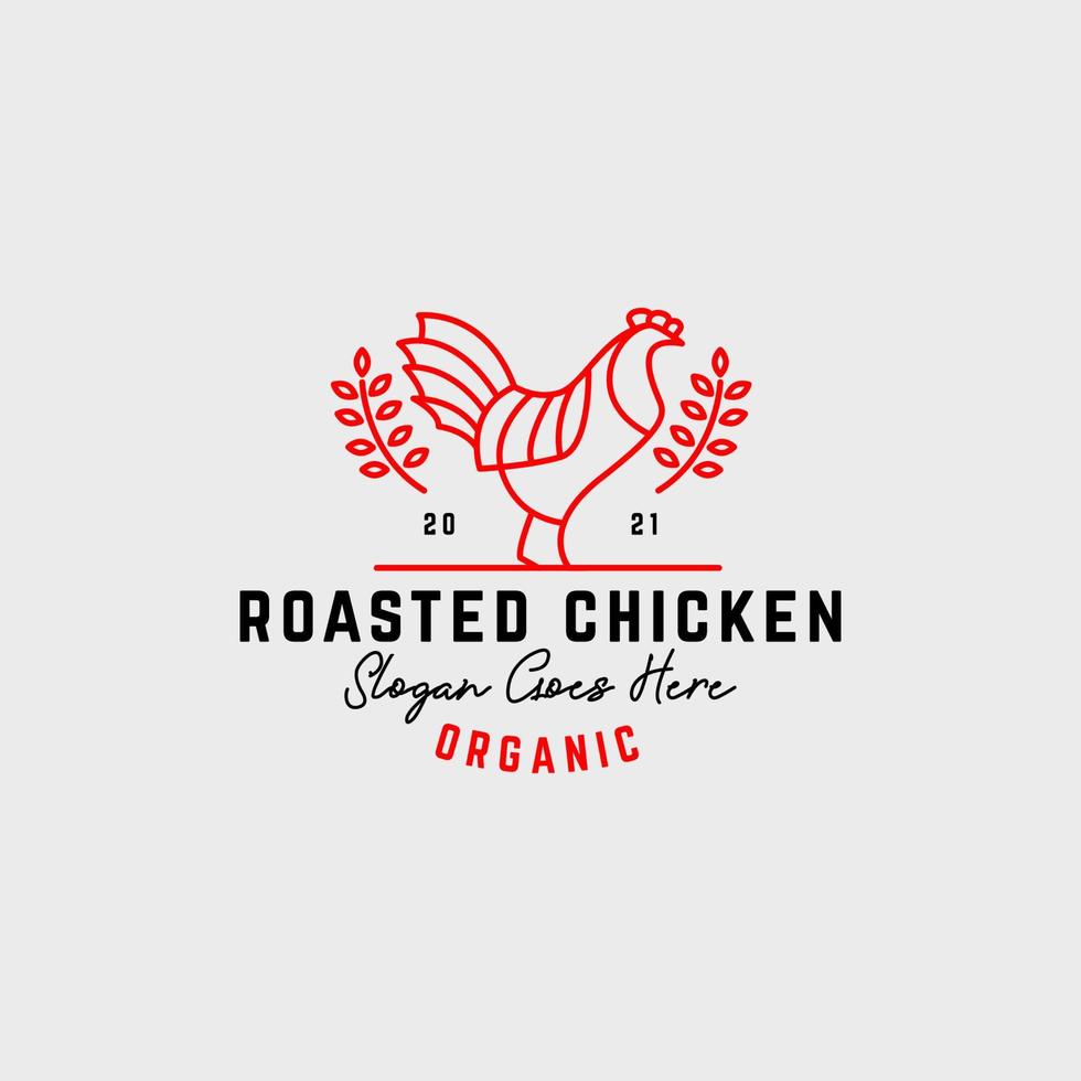 outline roasted chicken meat logo design, best for line art organic food logo vector