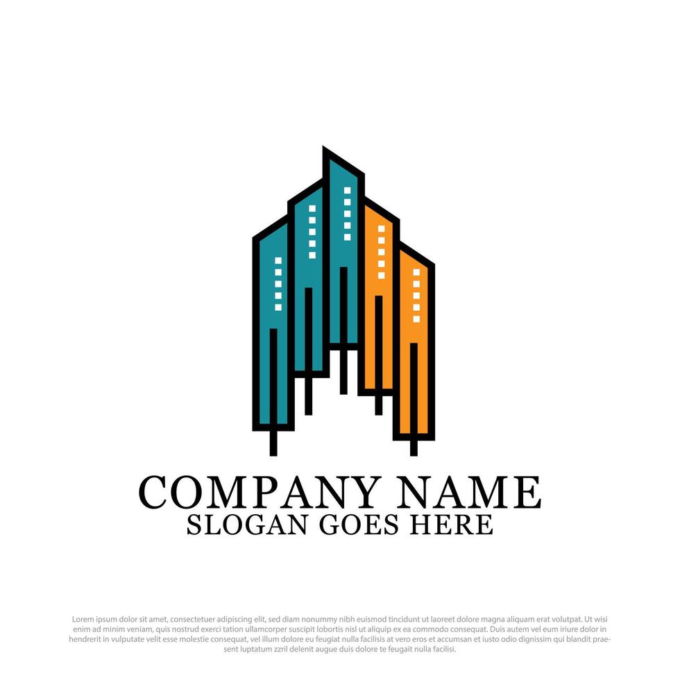 flat building real estate logo vector, best for building and construction logo design vector