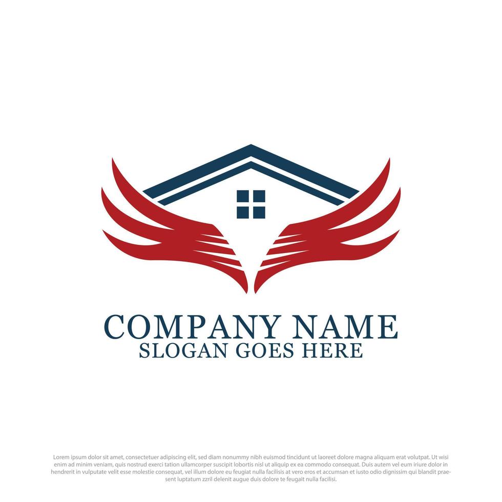 Wing house logo design, military house logo template, best for business and company logo vector